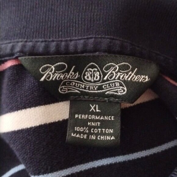 Brooks Brothers Country Club Men Stripe Knit Short Sleeve Golf Polo XL X-Large - Picture 7 of 8